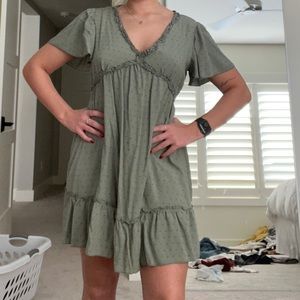 green polka dot dress